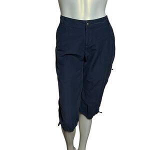 Columbia Sportswear Navy Cropped Cargo Pants Drawstring Hem Plus Size 12W/18L